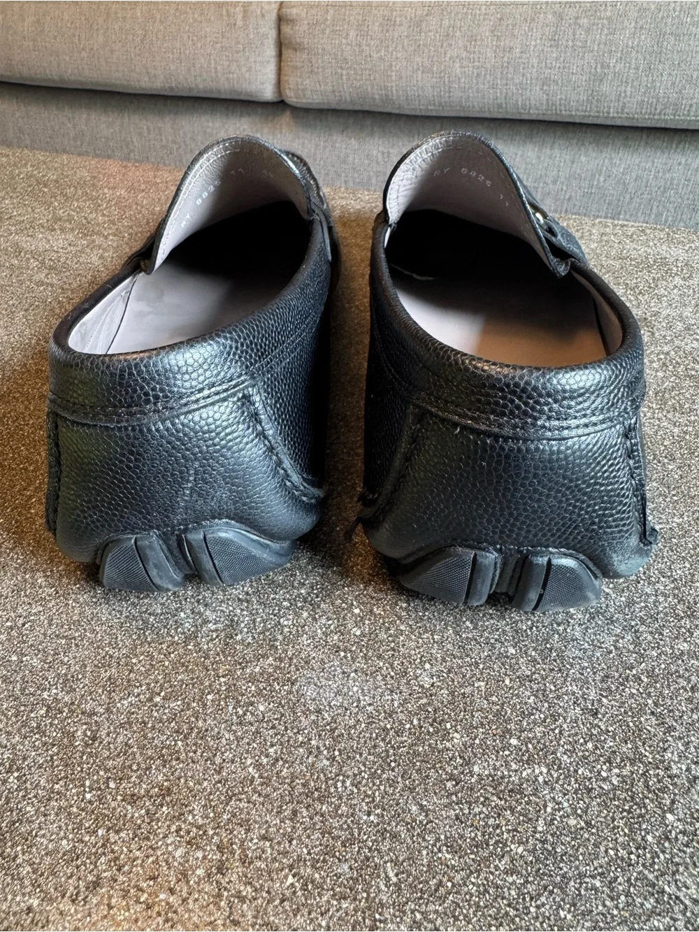 Salvatore Ferragamo Black Pebbled Leather Bit Loafers size 11